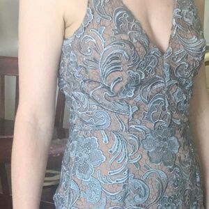 Dress the Population blue/gray lacy mini dress